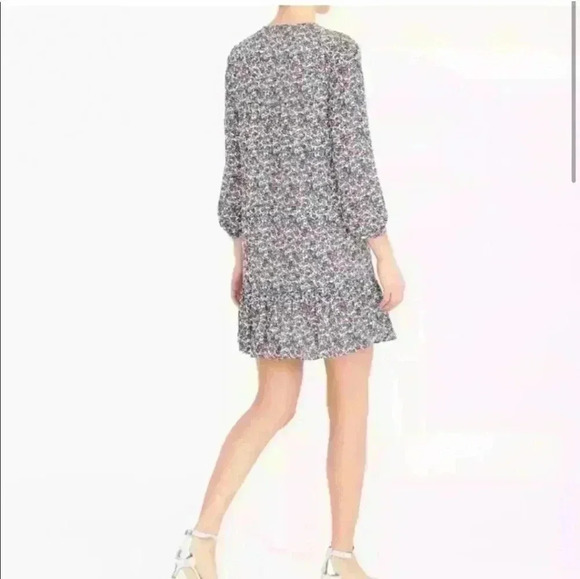 J.Crew Long Sleeve Floral Drop Waist Dress with Ruffle & Front Tie Size Small - Picture 5 of 10
